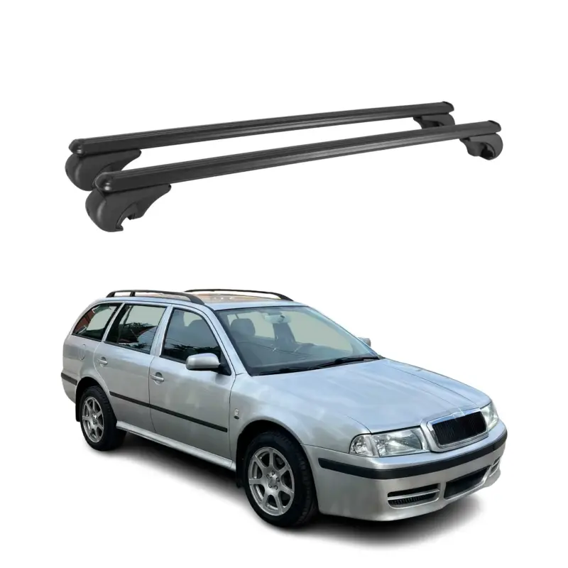 Garantierte Lieferung Dachträger für Skoda Octavia Combi 1998-2004 Gepäckträger Aluminium Schwarz 2x