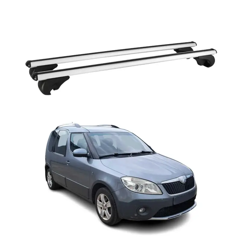 Dachträger Grundtäger für Skoda Roomster Praktik 2007-2015 75kg Alu Silber 2 tlg Abverkauf