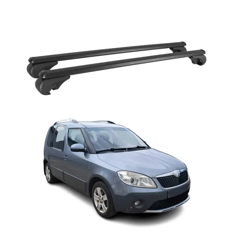 Schnäppchen Dachträger für Skoda Roomster Praktik 2006-2015 Gepäckträger Alu Schwarz 2x