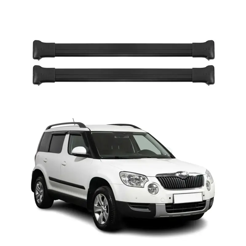 Dachträger Grundtäger für Skoda Yeti 2009-2017 75kg Aluminium Schwarz 2 tlg Neue Kollektion