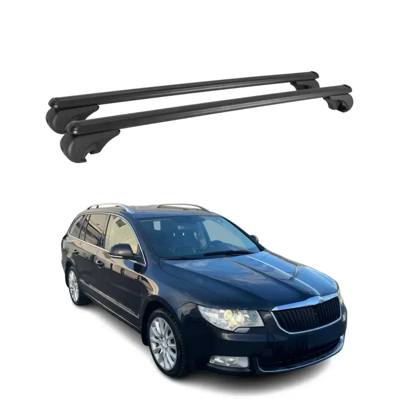 Dachträger für Skoda Superb Kombi 2008-2015 Gepäckträger Grundträger Alu Schwarz Billig