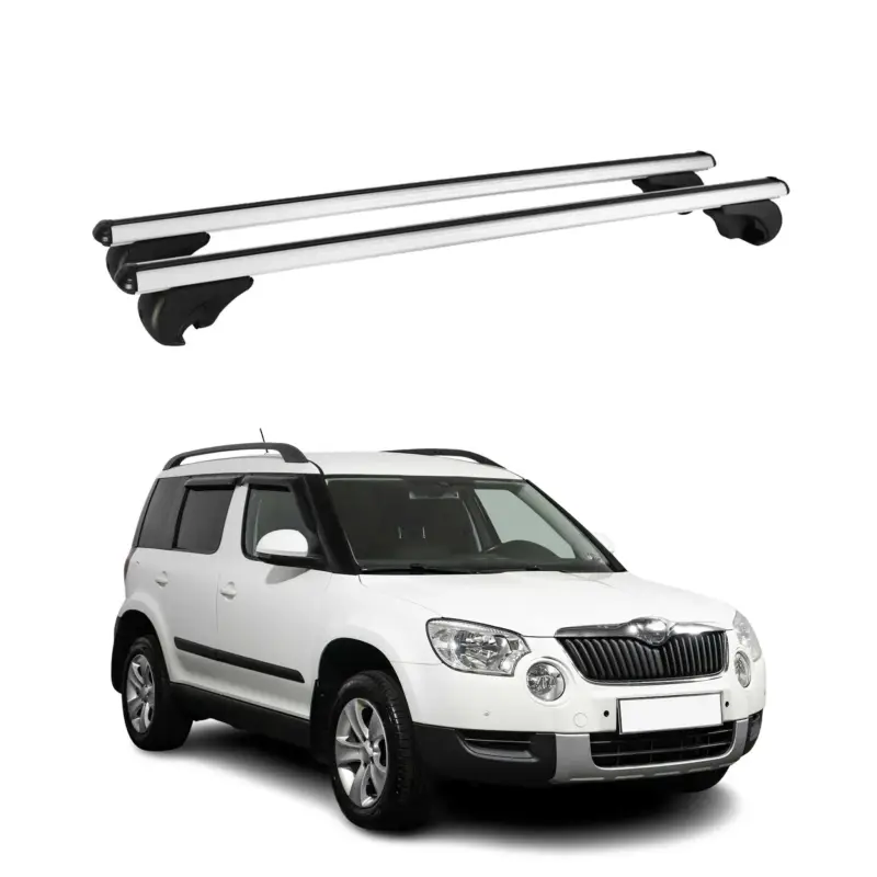 Dachträger Grundtäger für Skoda Yeti 2009-2017 75kg Aluminium Silber 2 tlg Versand Am Gleichen Tag