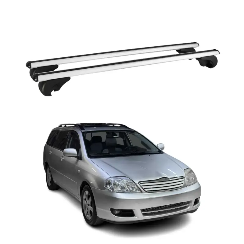 Versand Am Gleichen Tag Dachträger Grundtäger für Toyota Corolla Kombi 2002-2007 75kg Alu Silber 2 tlg