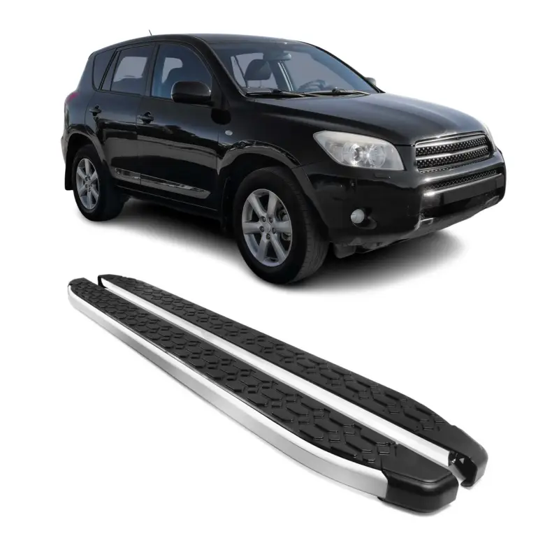 Alu Trittbretter Seitenschweller für Toyota RAV4 2005-2012 Schwarz Silber 2tlg Top-Angebot