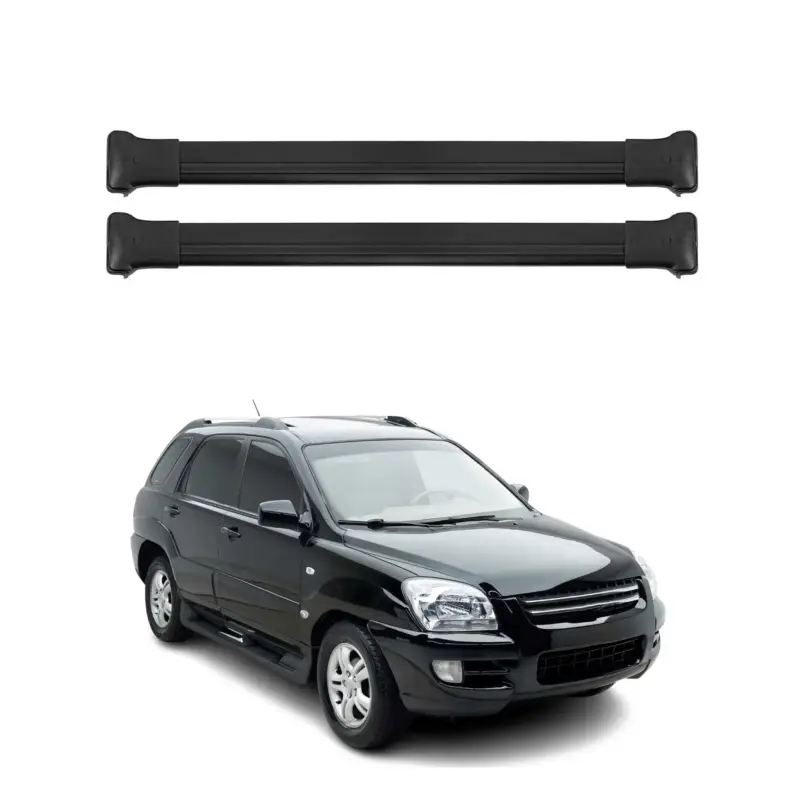 Versand Am Gleichen Tag Dachträger Grundtäger für Kia Sportage JE 2004-2010 75kg Aluminium Schwarz 2 tlg