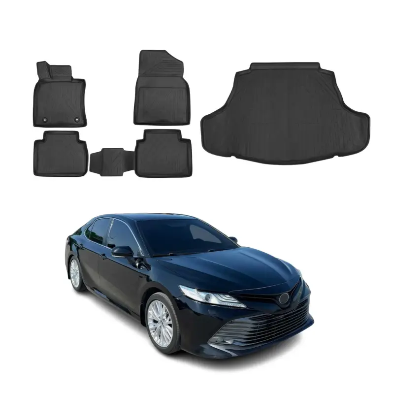 Fußmatten & Kofferraumwanne Set für Toyota Camry 2018-2020 Gummi TPE Schwarz 5x Zertifiziert