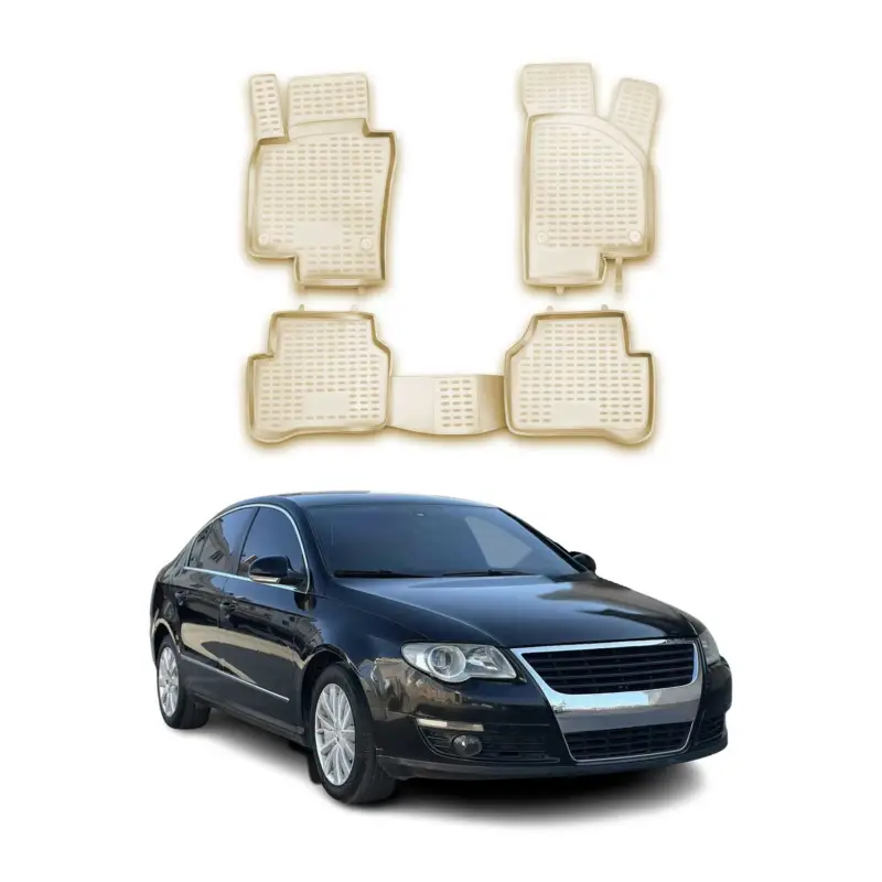 OMAC Gummimatten Fußmatten für VW Passat 2005-2011 TPE Automatten Beige 4x Begrenztes Angebot