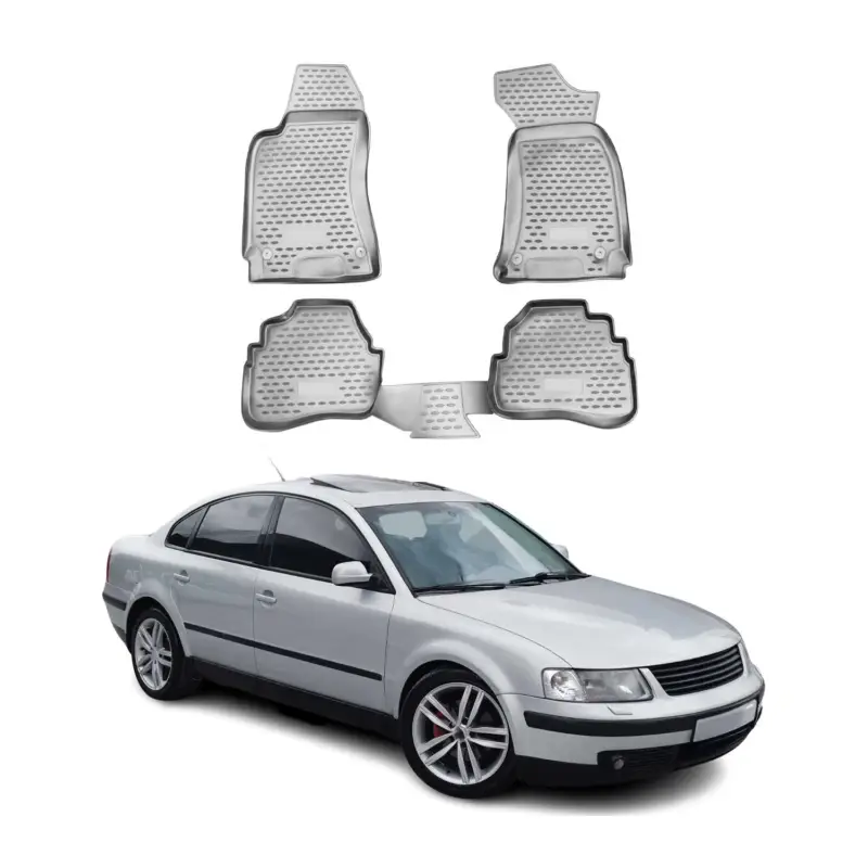 Nur Heute OMAC Gummimatten Fußmatten für VW Passat B5 1996-2005 TPE Automatten Grau 4x