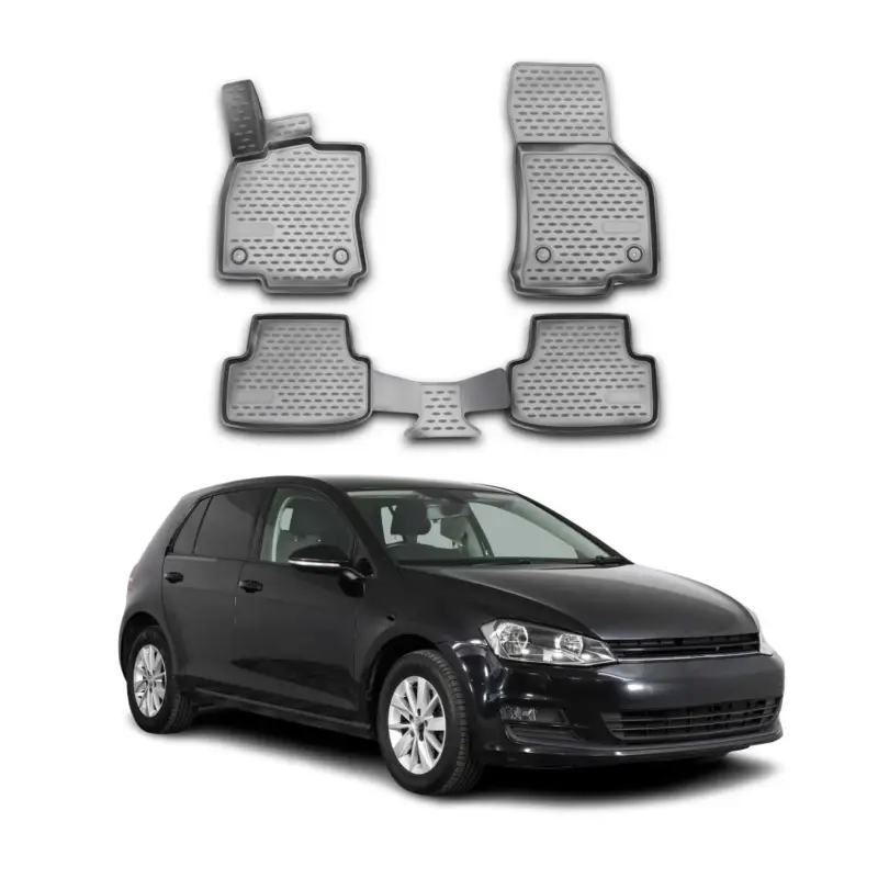Highlight OMAC Gummimatten Fußmatten für VW Golf 7 2012-2019 TPE Automatten Grau 4x