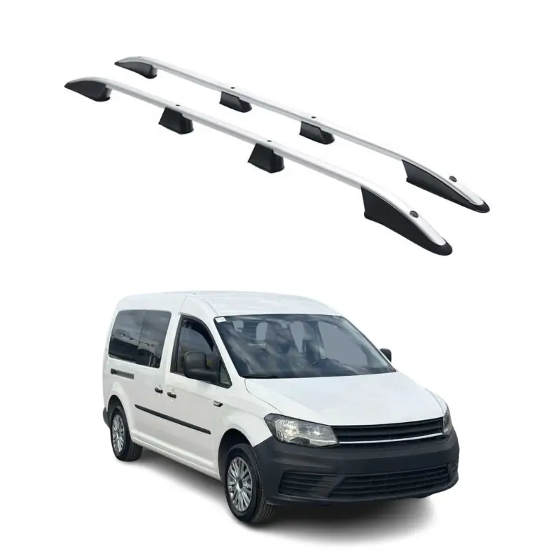 Zertifiziert Dachreling Dachgepäckträger für VW Caddy 2015-2020 L2 Langer Alu Silber 2x