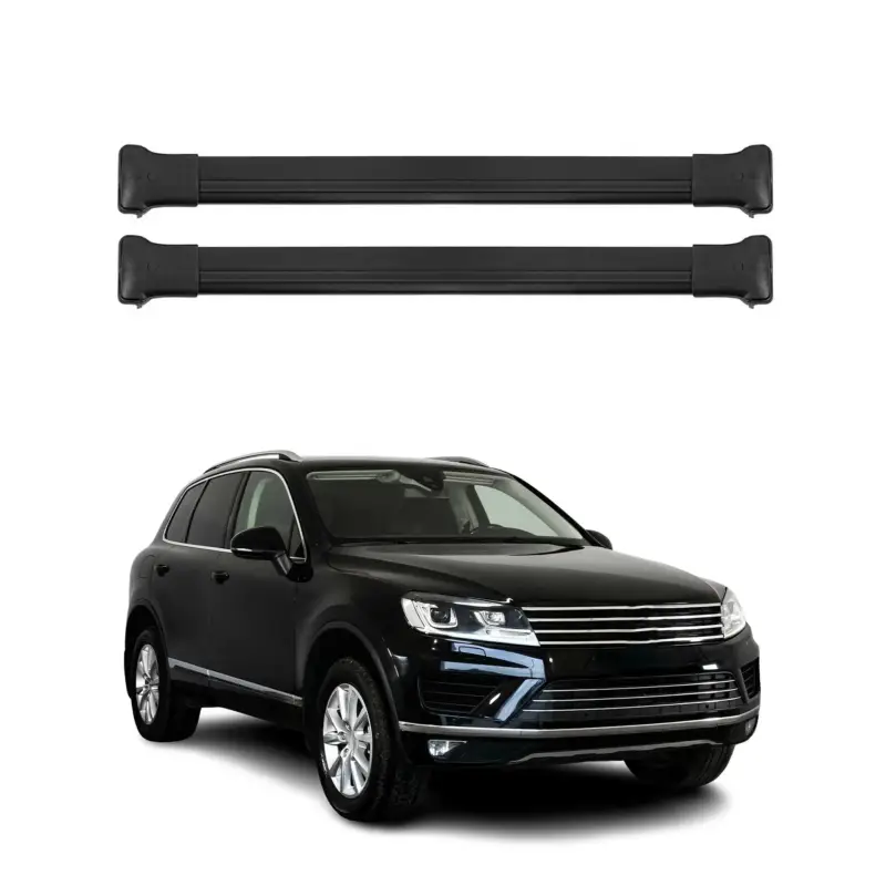 Versand Am Gleichen Tag Dachträger Grundtäger für VW Touareg mk2 2010-2018 75kg Aluminium Schwarz 2 tlg