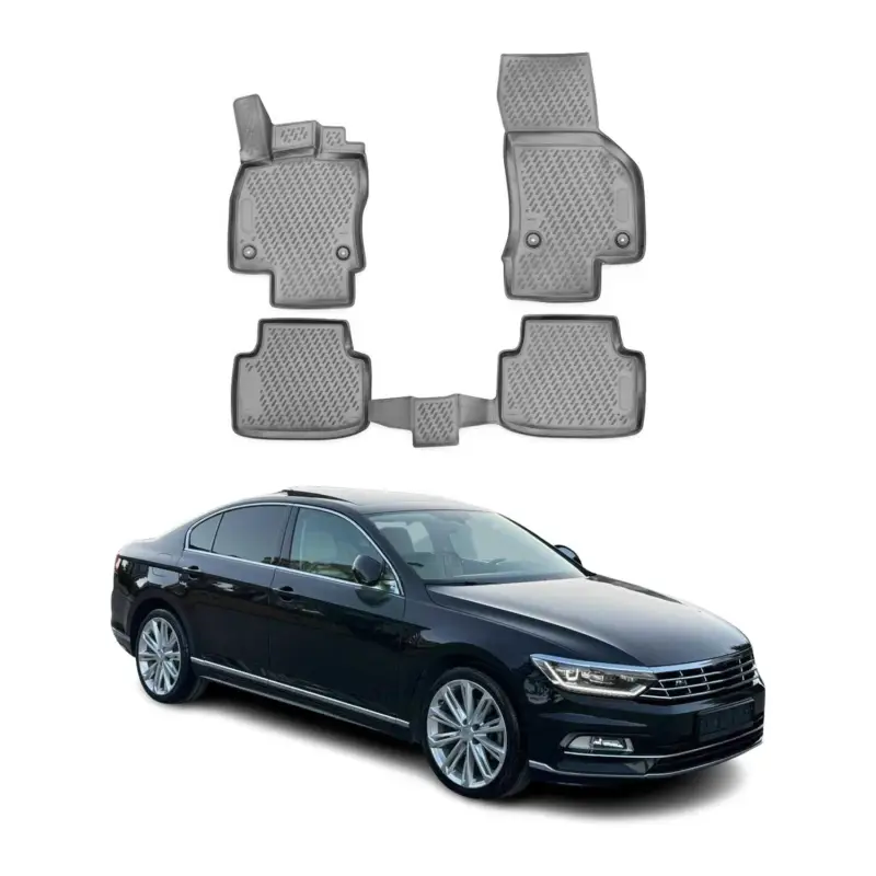 OMAC Gummimatten Fußmatten für VW Passat B8 2014-2023 TPE Automatten Grau 4x Preisknaller