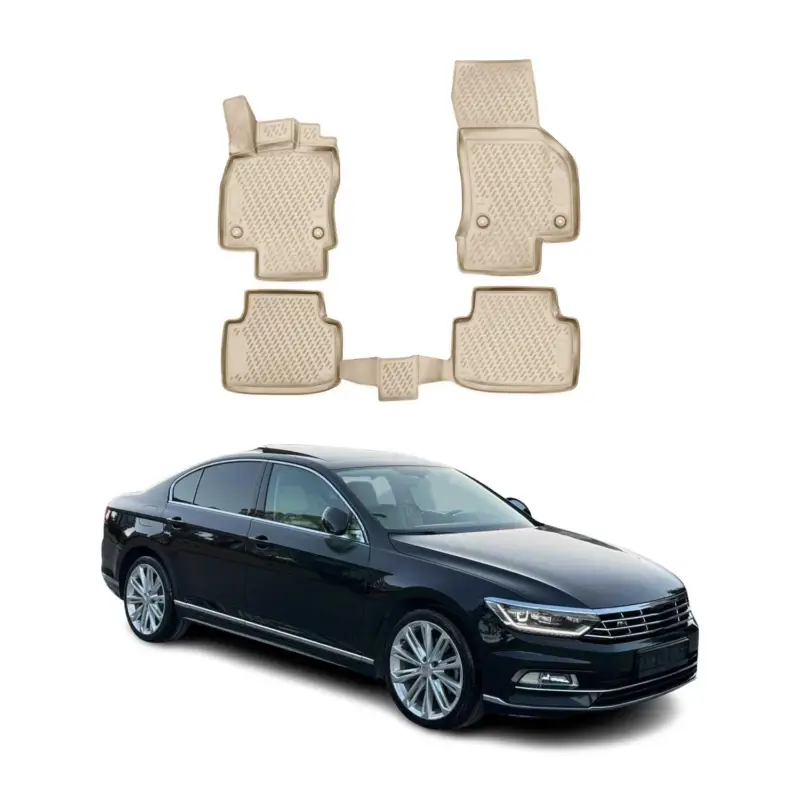 Angebot OMAC Gummimatten Fußmatten für VW Passat B8 2014-2023 TPE Automatten Beige 4x