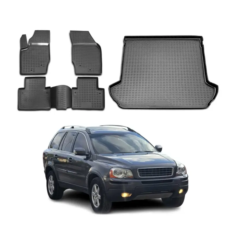 Fußmatten & Kofferraumwanne Set für Volvo XC90 I 2003-2014 Gummi TPE Schwarz 5x Schnäppchen