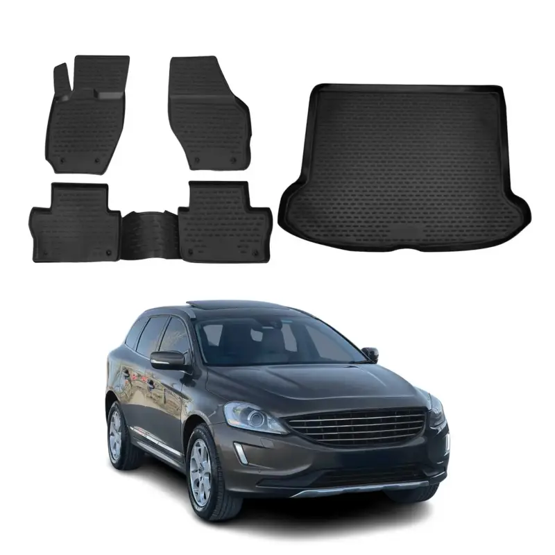 Fußmatten & Kofferraumwanne Set für Volvo XC60 2008-2017 Gummi TPE Schwarz 5x Aktuell