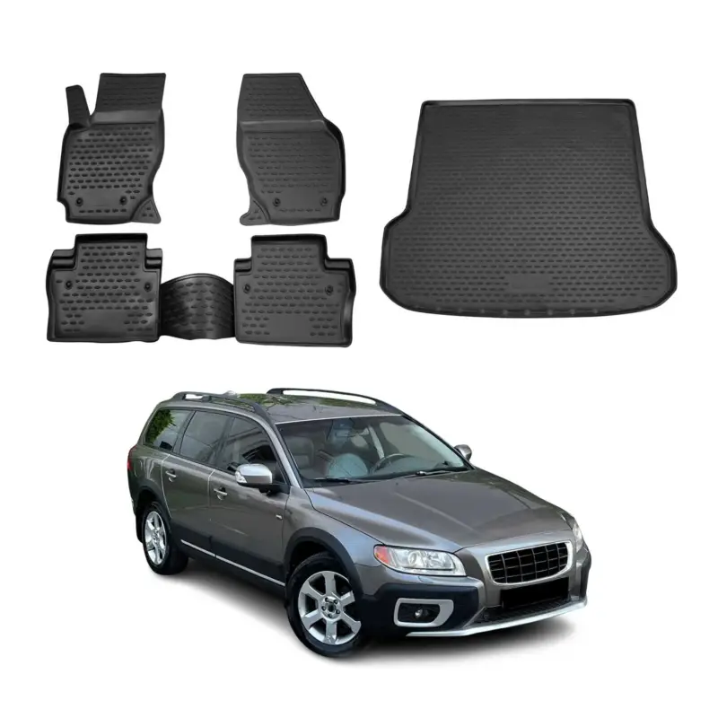 Fußmatten & Kofferraumwanne Set für Volvo XC70 2007-2016 Gummi TPE Schwarz 5x Solange Der Vorrat Reicht