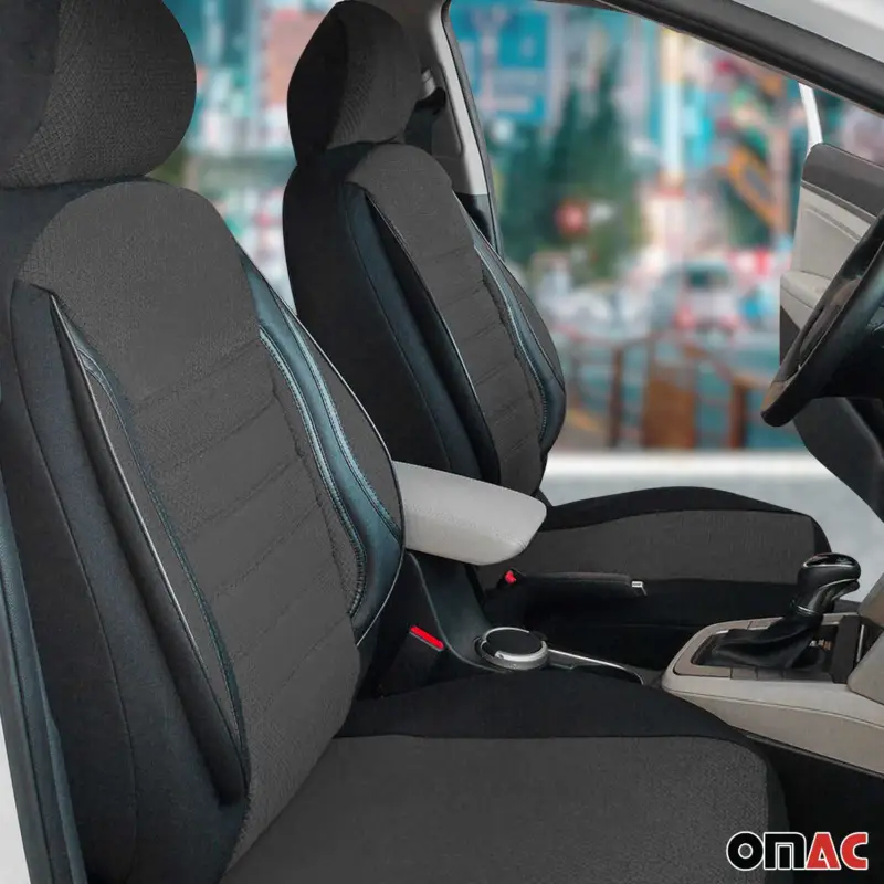 Zertifiziert Schonbezüge Sitzbezüge für Hyundai Getz Grau Schwarz 2 Sitz Vorne Satz