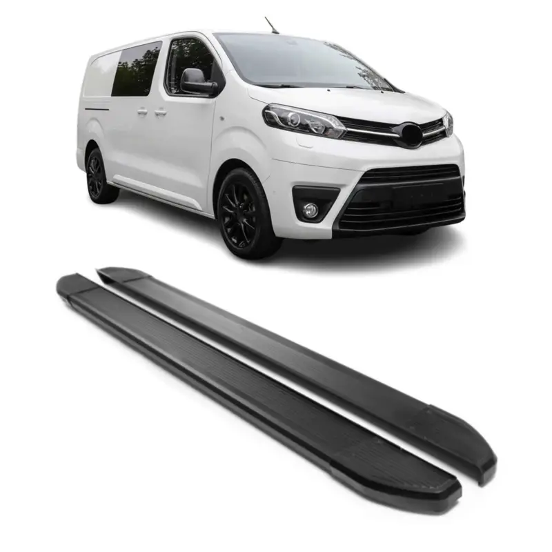 Alu Seitenschweller Trittbretter für Toyota Proace 2016-2026 L2 L3 Schwarz 2tlg Echt