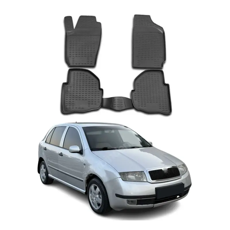 OMAC Gummimatten Fußmatten für Skoda Fabia 1999-2007 TPE Automatten Schwarz 4x Kracherpreis