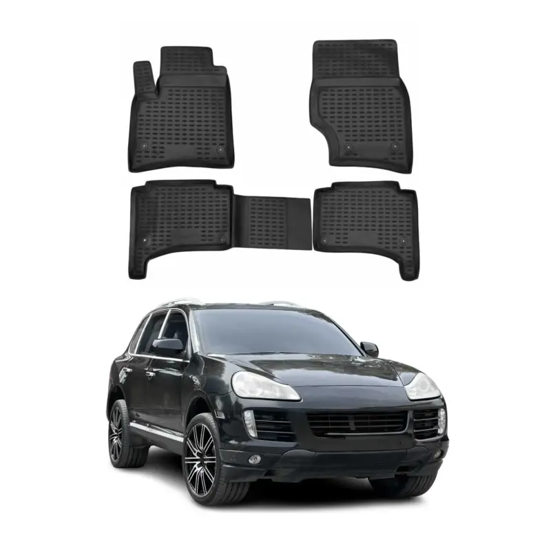 Billig OMAC Gummimatten Fußmatten für Porsche Cayenne 2002-2010 TPE Matten Schwarz 4x