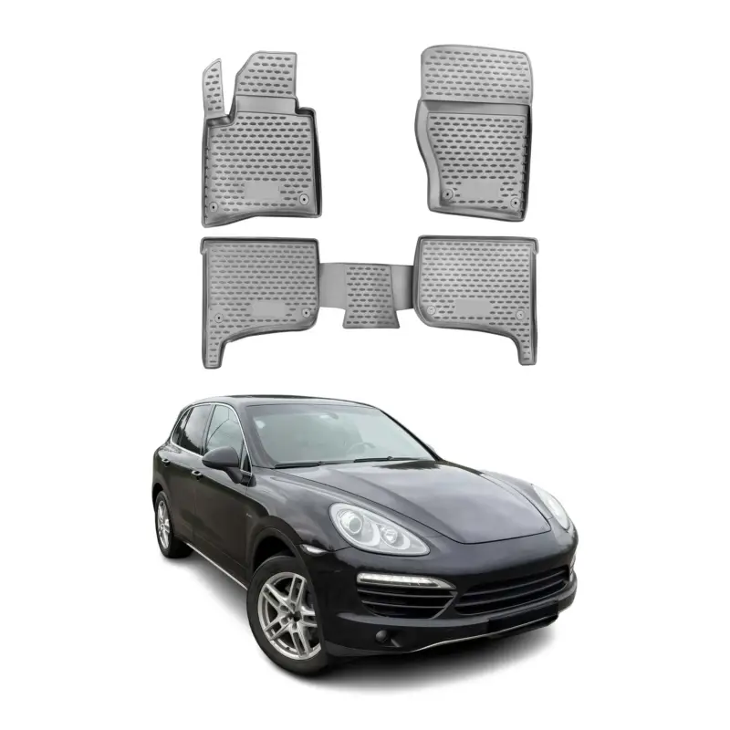 Jetzt Bestellen OMAC Gummimatten Fußmatten für Porsche Cayenne 2010-2016 TPE Automatten Grau 4x