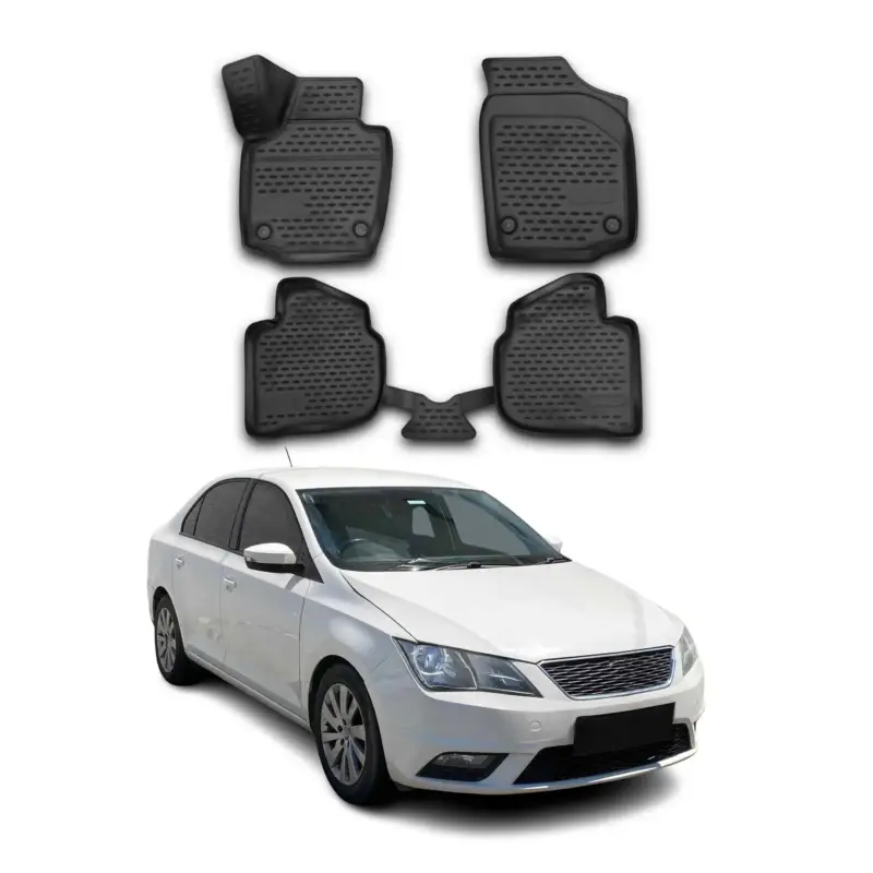 OMAC Gummimatten Fußmatten für Seat Toledo 2012-2019 TPE Automatten Schwarz 4x Geprüft