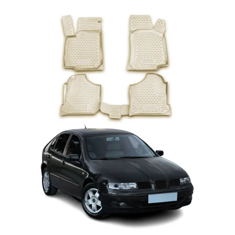 OMAC Gummimatten Fußmatten für Seat Leon 1999-2005 TPE Automatten Beige 4x Zertifiziert