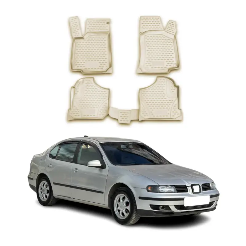OMAC Gummimatten Fußmatten für Seat Toledo 1998-2004 TPE Automatten Beige 4x Bestpreis