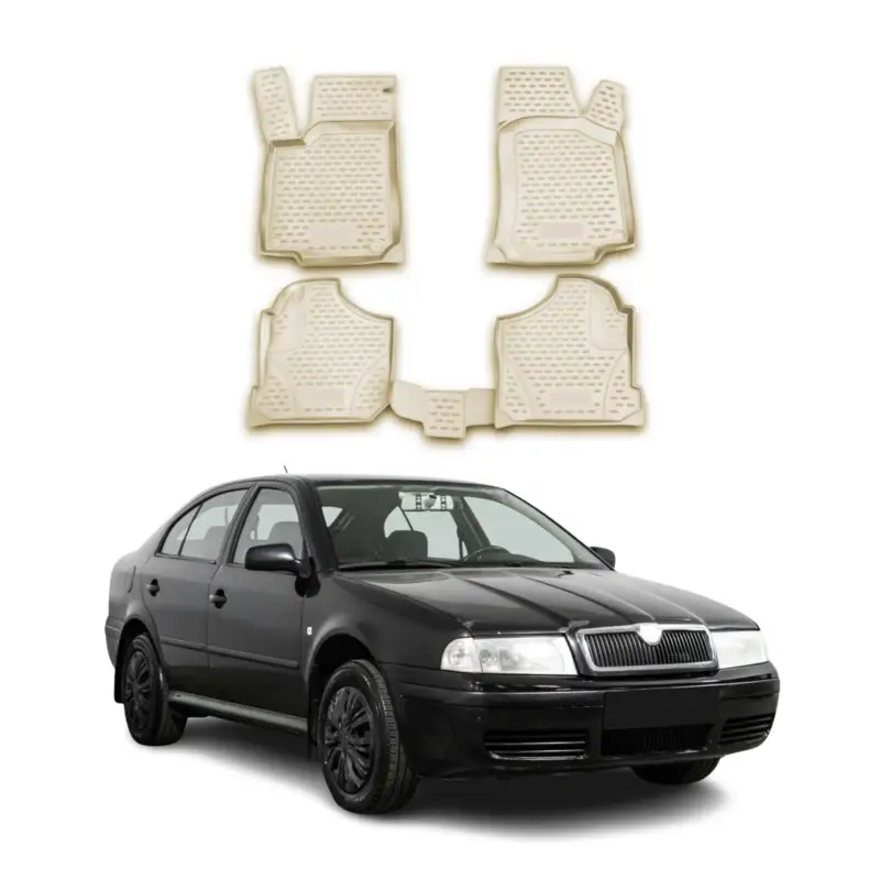 Sale OMAC Fußmatten Automatten für Skoda Octavia 1996-2004 Gummi Beige 4 tlg
