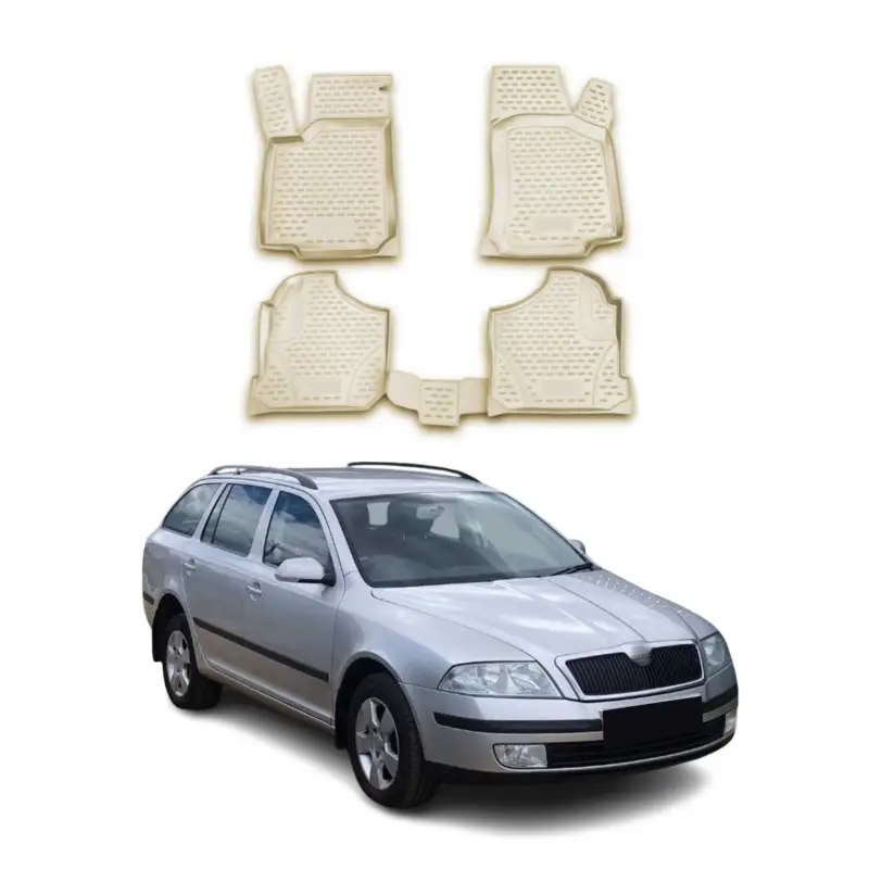 Must-Have OMAC Fußmatten Automatten für Skoda Octavia Tour 2005-2010 Gummi Beige 4 tlg