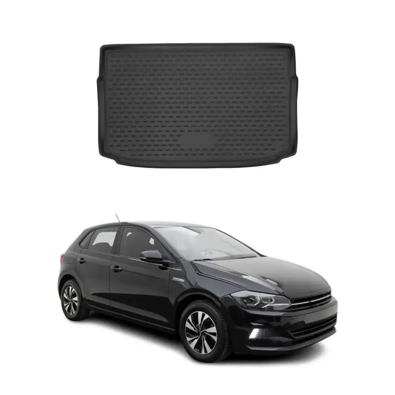 Versand Am Gleichen Tag Kofferraummatte Kofferraumwanne für VW Polo 2018-2021 Gummi TPE Schwarz