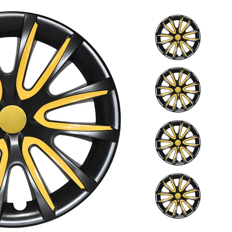 Online Kaufen 4tlg Radblenden Radkappen Radzierblenden für 14" Zoll Stahlfelgen Schwarz Gelb