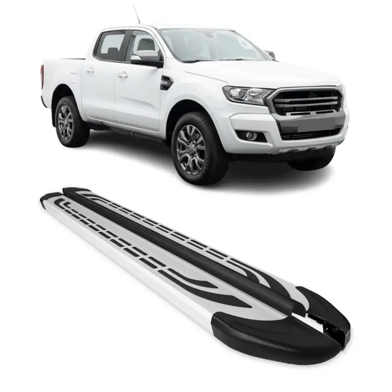 Wochenendangebot Trittbretter Seitenschweller für Ford Ranger Double Cab 2012-2022 Alu Grau