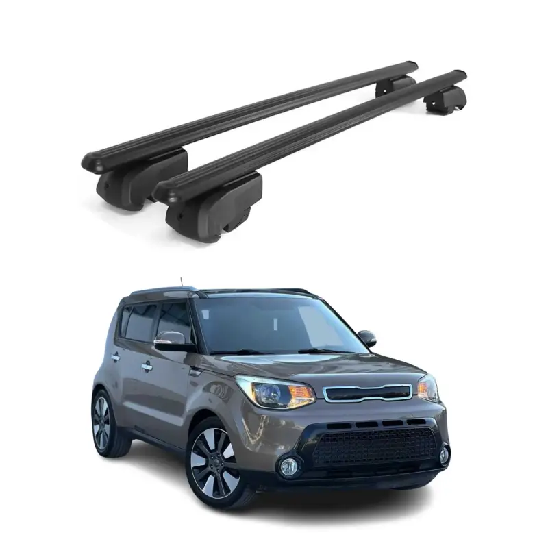 Aktuell Dachträger Gepäckträger für Kia Soul II 2014-2019 ABE Aluminium Schwarz 2x