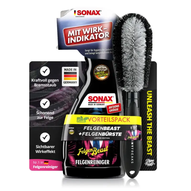 SONAX Felgenreiniger Set FelgenBeast 500ml + Felgenbürste (2-teilig) Highlight
