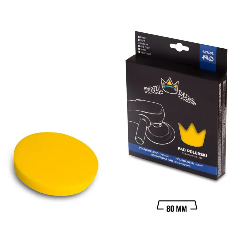 Preiswert Royal Pads - PRO Medium Schaum-Polierpad 80mm gelb