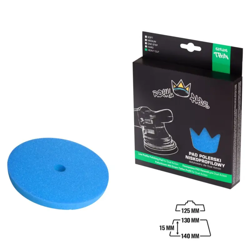 Royal Pads THIN Heavy Cut Schaum-Polierpad 130mm blau Markenprodukt