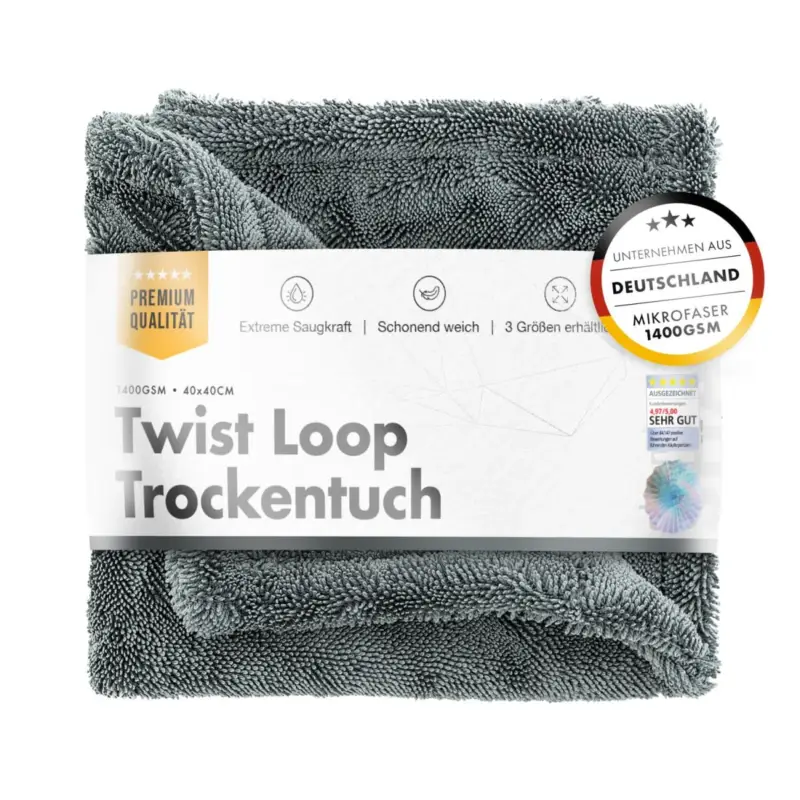 chemicalworkz Shark Twisted Loop Towel 1400GSM Grau Trockentuch 40×40cm Markenprodukt