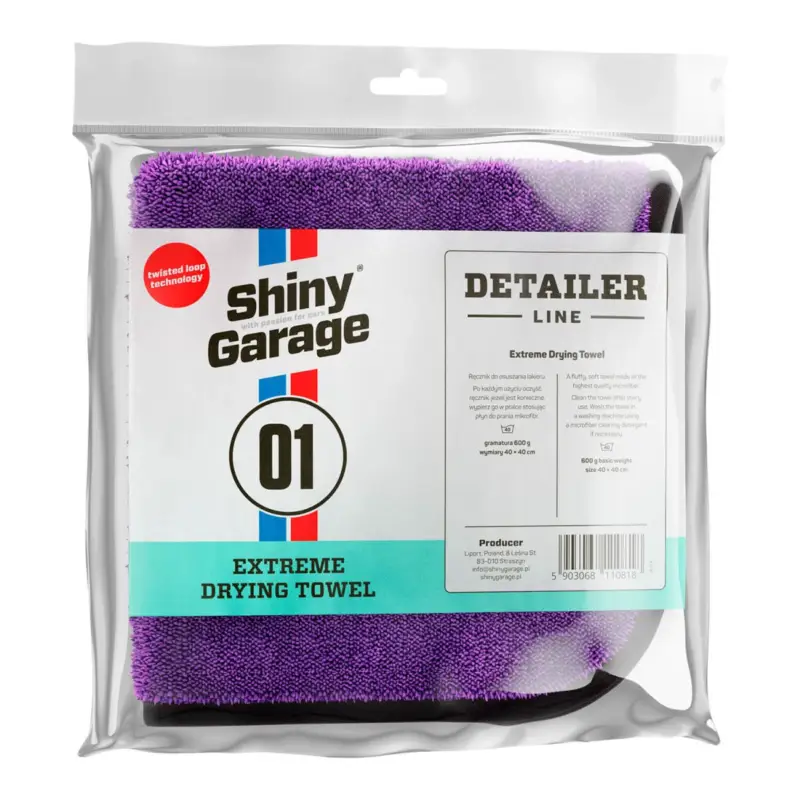 Geprüft Shiny Garage Extreme Drying Towel XS V2.0 600GSM 40×40