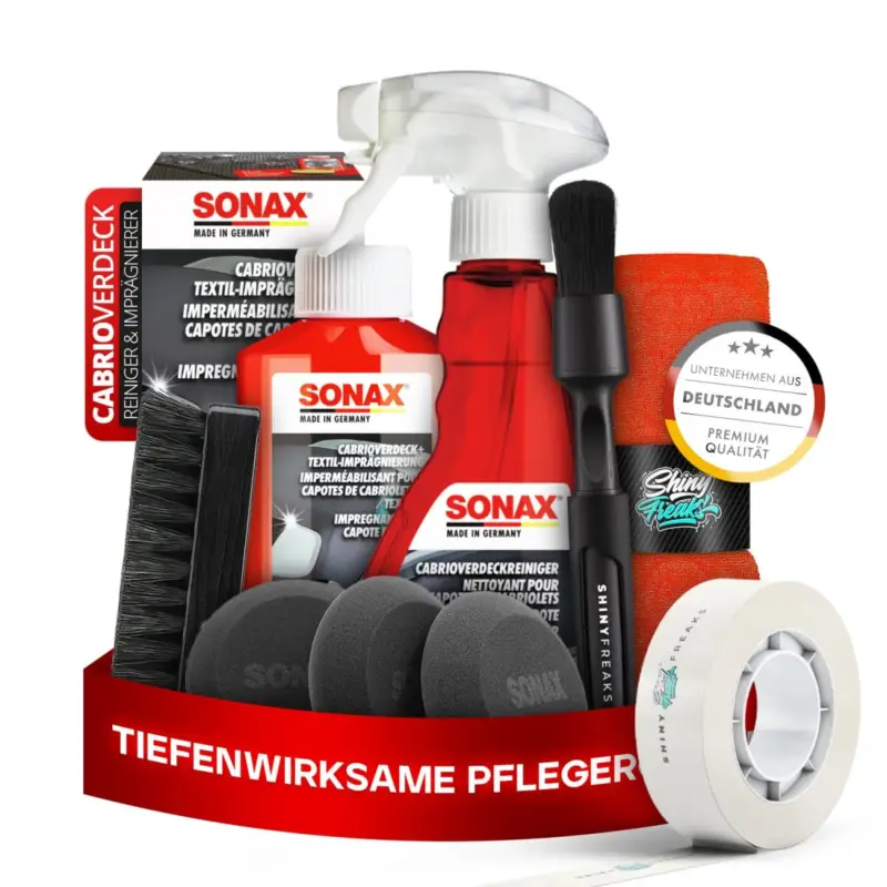 SONAX Cabrioverdeck Pflege Set Reiniger & Imprägnierung + Zubehör (10-teilig) Neue Kollektion