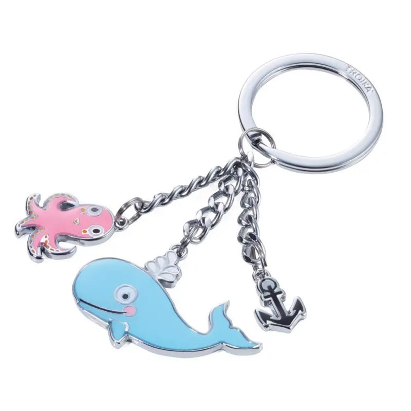 Preiswert Schlüsselanhänger WAL & OKTOPUS Anker Krake Wal Emaille Metallguss Keyring KR18-13