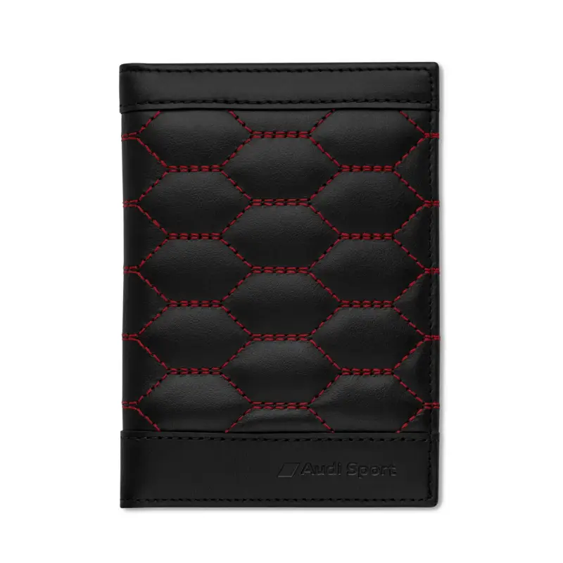 Sonderaktion Original Audi Fahrzeugscheinhülle Leder Cover Fahrzeugpapiere RFID Etui schwarz/rot 3152201500