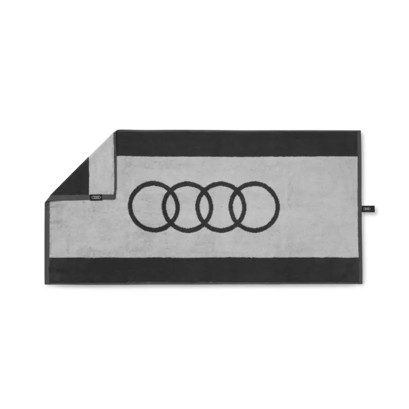 Geprüft Original Audi Handtuch Ringe Logo 50x100cm Badetuch Badehandtuch Strandtuch grau 3132301700