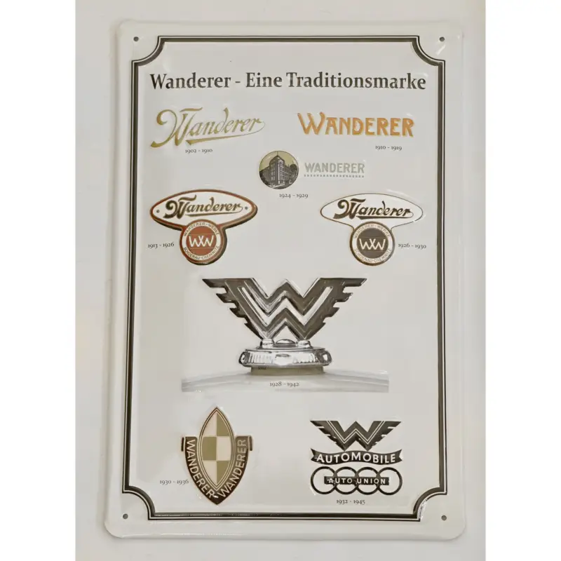 Blechschild Logo Wanderer Eine Traditionsmarke 3D Prägung Stahlblech Schild A8-8978 Neue Ware
