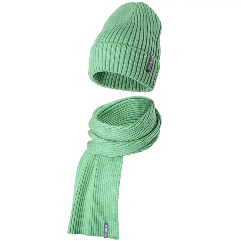 Original Skoda Mütze Schal Winter Strickmütze Strickschal grün 000084303N622 Neu Im Sortiment