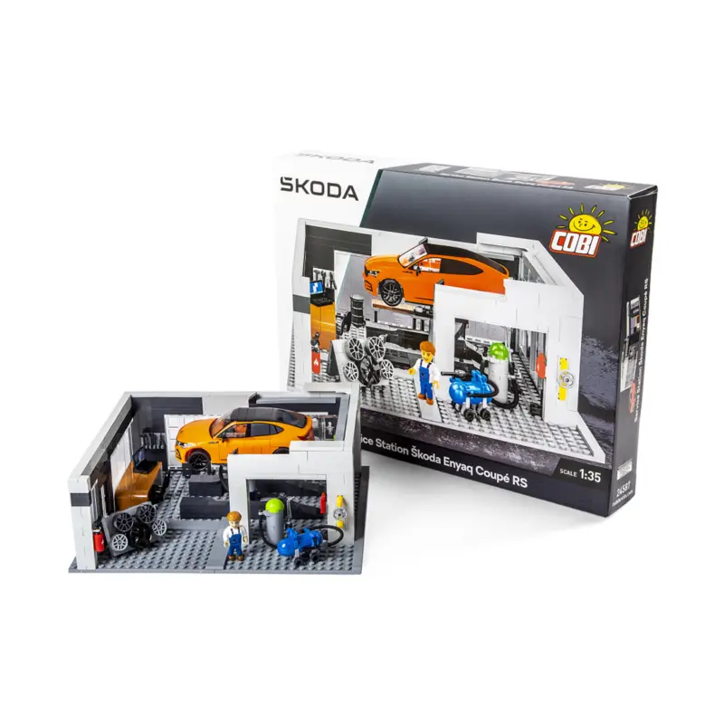 Skoda COBI Service Station Modellauto Enyaq Coupé RS Werkstatt Bausteine Baukasten 6U0087558 Versand Am Gleichen Tag