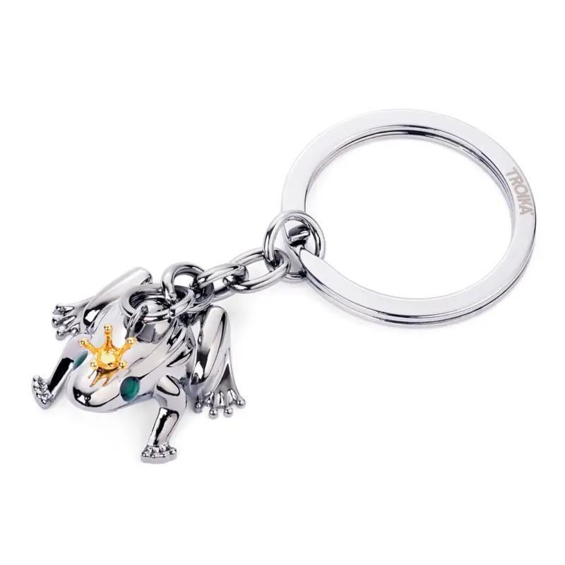 Top-Seller Schlüsselanhänger FROSCHKÖNIG Frosch mit Krone Anhänger Metallguss Keyring KR24-04