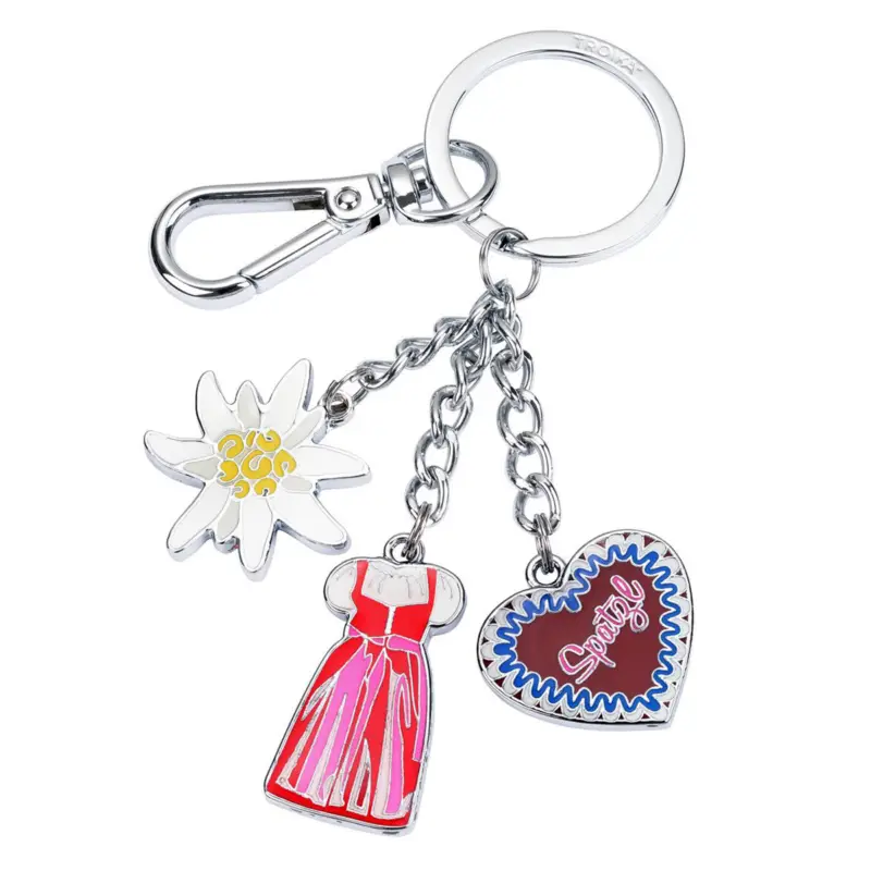 Abverkauf Schlüsselanhänger DIRNDL OKTOBERFEST Karabiner Dirndl Edelweiß Lebkuchenherz Keyring KR24-73